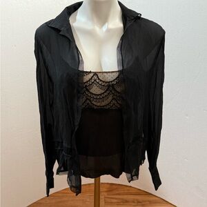Akris Black Sheer Silk Blouse